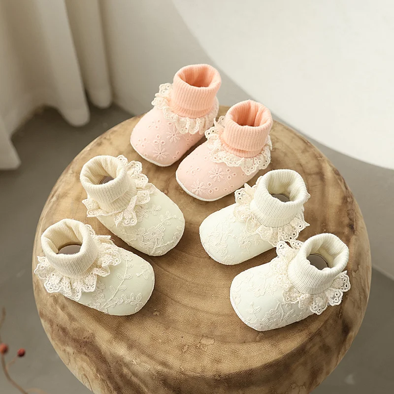 Autumn Winter Newborn Baby Socks And Shoes Set 0-12M Cute La