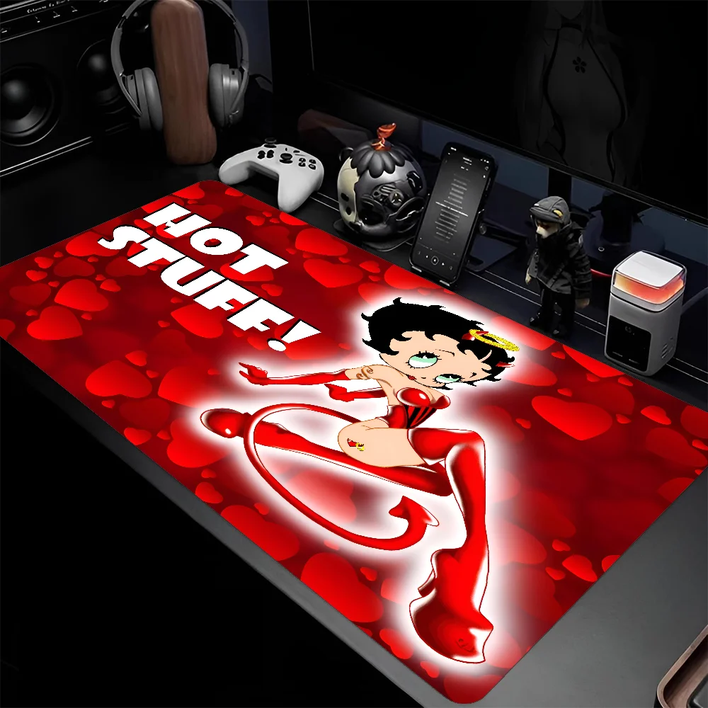 Anime Mousepad Large Gaming Mouse Pad LockEdge Thickened Computer Keyboard Table Desk Mat B-Betty B-Boop