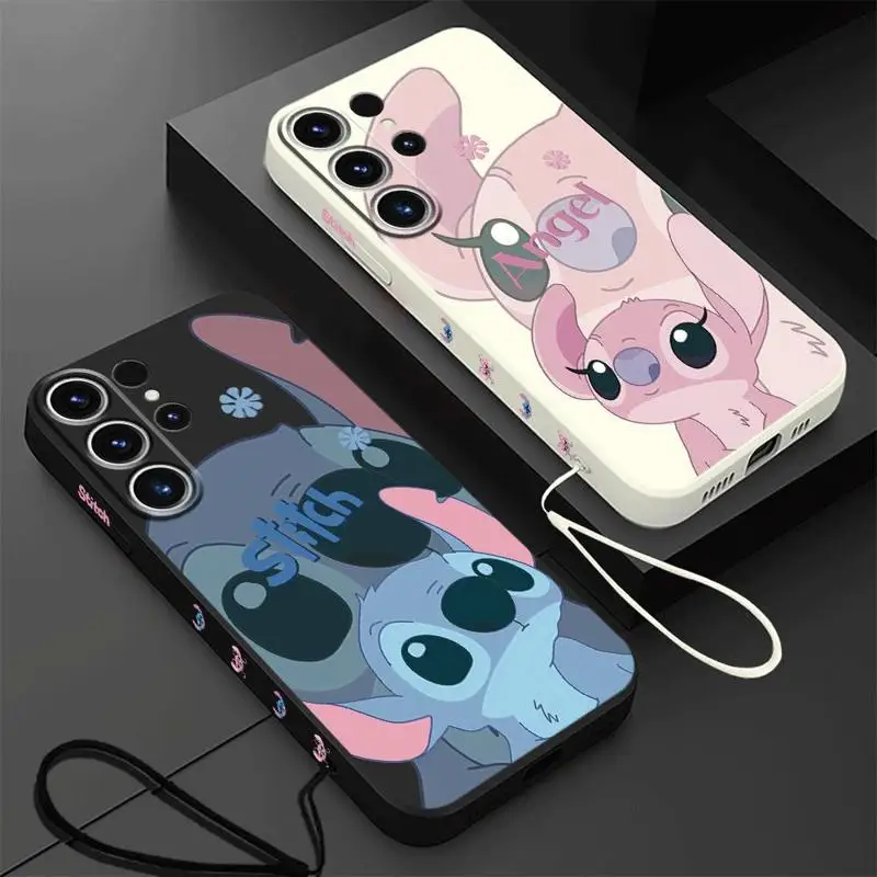 Disney Kawaii Lilo Stitch Case for Samsung Galaxy S22 S24 Ultra S21 Plus S23 Ultra 5G S20 FE S23 Plus Matte Silicone Soft Cover