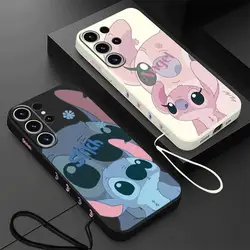 Disney Kawaii Lilo Stitch Case for Samsung Galaxy S22 S24 Ultra S21 Plus S23 Ultra 5G S20 FE S23 Plus Matte Silicone Soft Cover