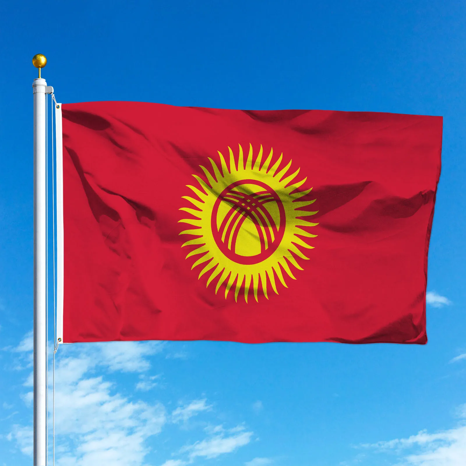 PTEROSAUR Kyrgyzstan Flag 60x90cm 90x150cm, Kyrgyzstani National Flag with Brass Grommets for Room Indoor Outdoor Decor Banner