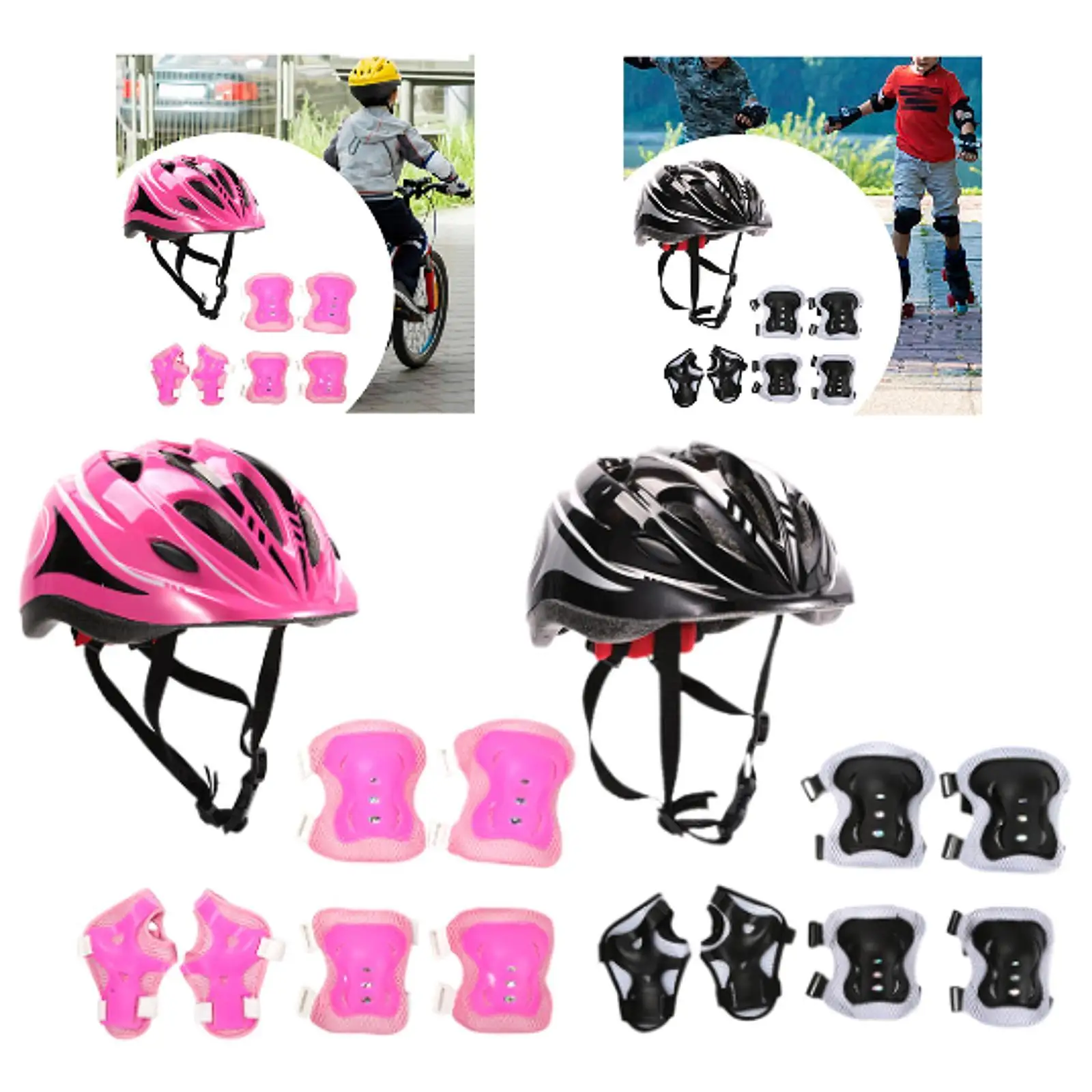 

7Pcs/Set Kids Bike Helmet Skateboard Helmet Portable Comfortable Cycling Helmet