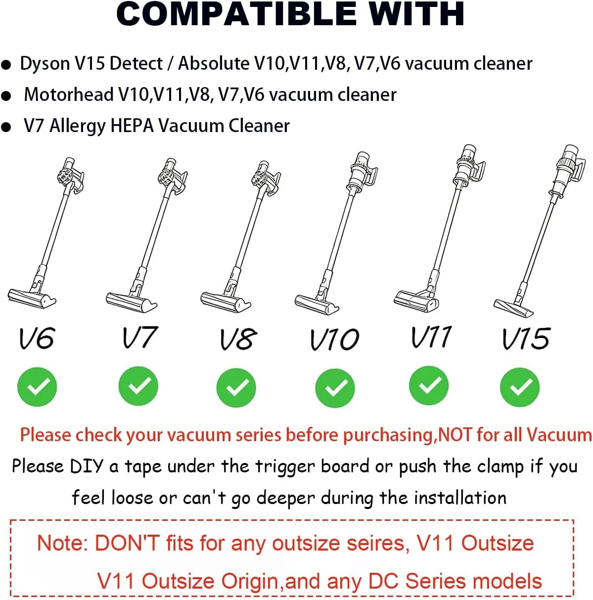 Power Button On/Off Control Clamp Compatible with Dyson V6 V8 V7 V10 V11 V15 Absolute/Motorhead Vacuum Cleaner Trigger Lock