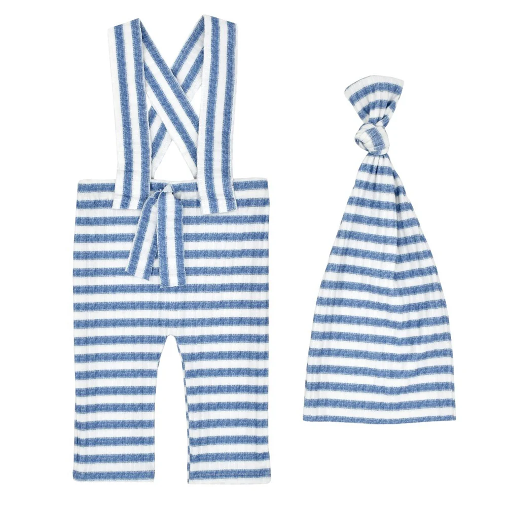 

1Set Baby Photography Props Newborn Photo Clothes Striped Overall Hat Set Unique Design Birthday Party Gift Baby Photo Suit
