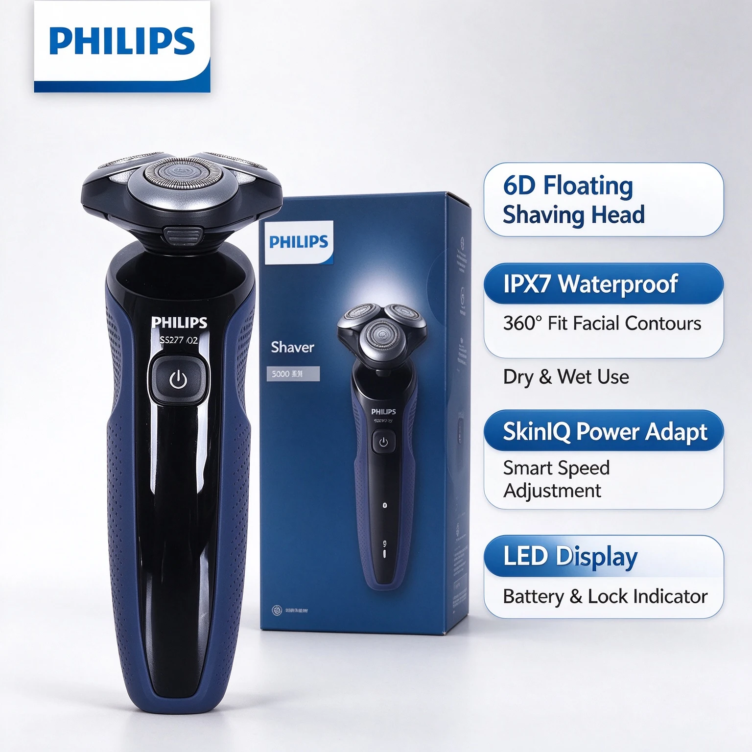 Electric Razor - Philips S5277 Electric Shaver SkinIQ Smart