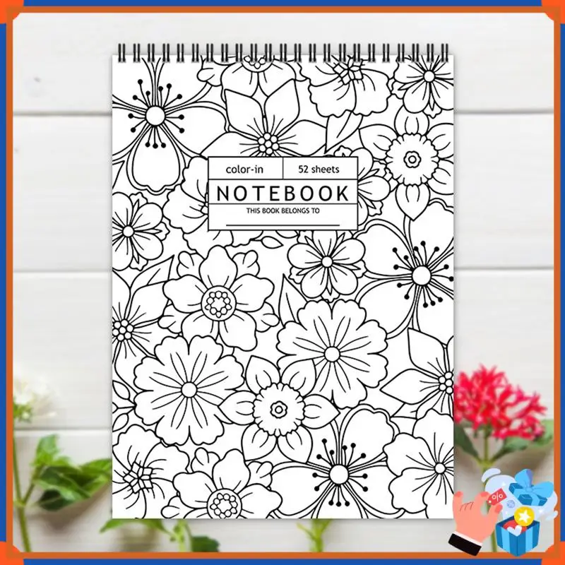 Compacto 2025 Popular Novo Produto de Venda Quente Popular 52 Folhas Color-In Notebook Flor Coloring Notebook B
