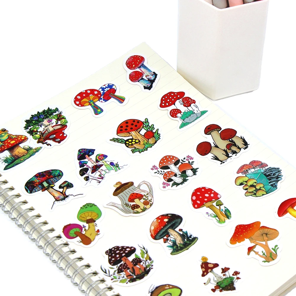 10/50/100pcs Kawaii Mushroom Stickers Toys Cute Cartoon Decals For Kids DIY Laptop Scrapbook Stationery Fridge Funny Sticker