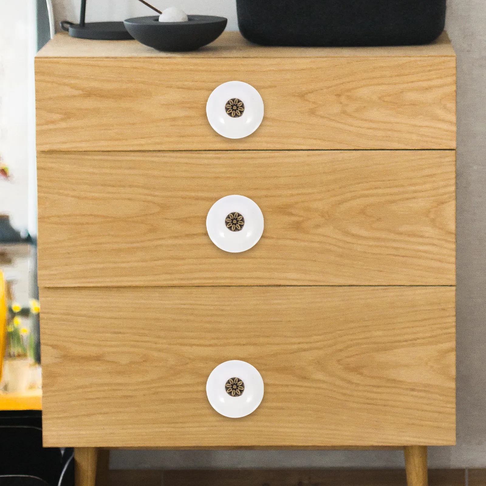 2Pcs Round Door Knobs Dresser Handles for Wardrobe Cupboard Bookcase Drawer Furniture Hardware Stylish Comfortable Grip Design