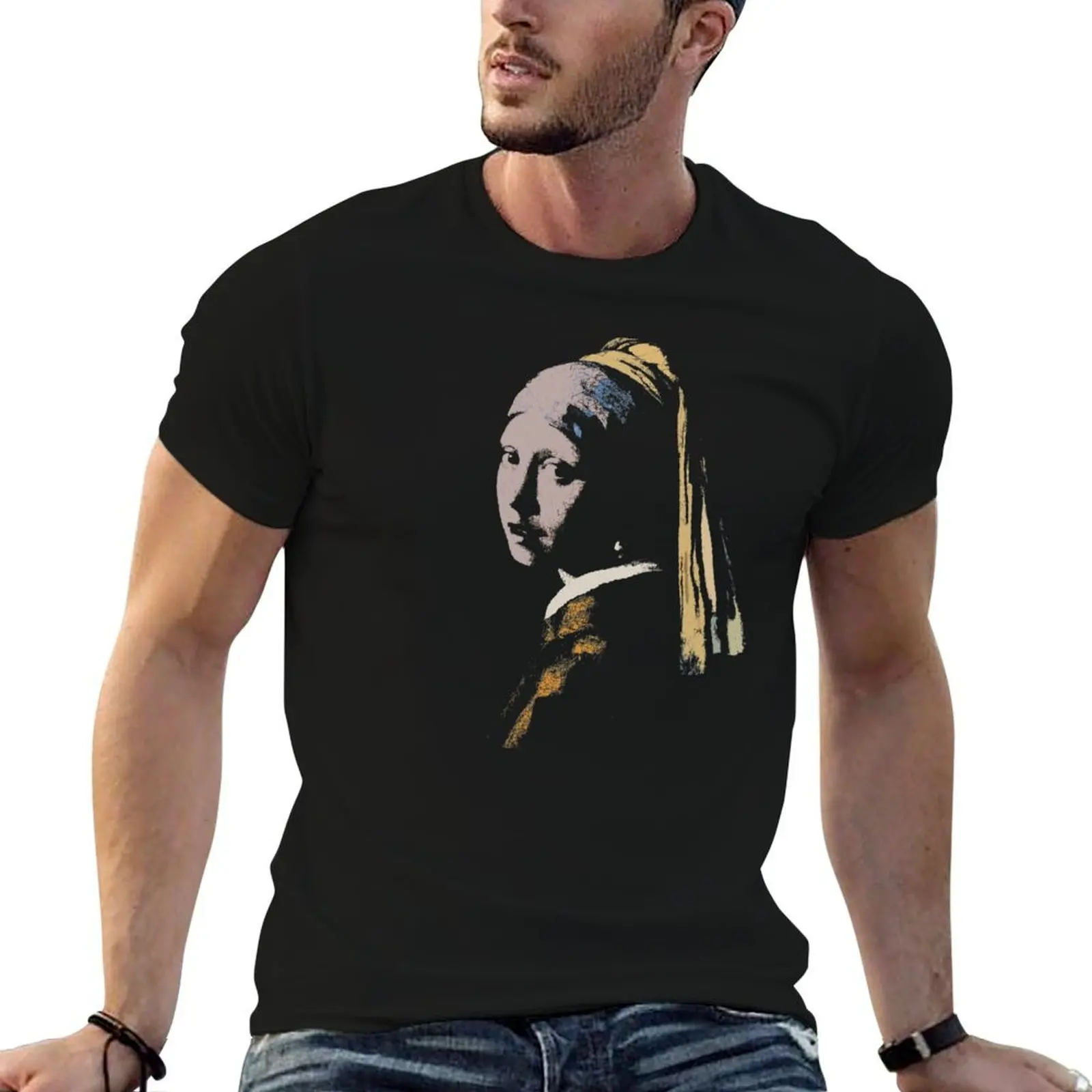 

Girl with a Pearl Earring T-Shirt man t shirt luxury cotton t shirt pack man t shirt heavy cotton T-shirt