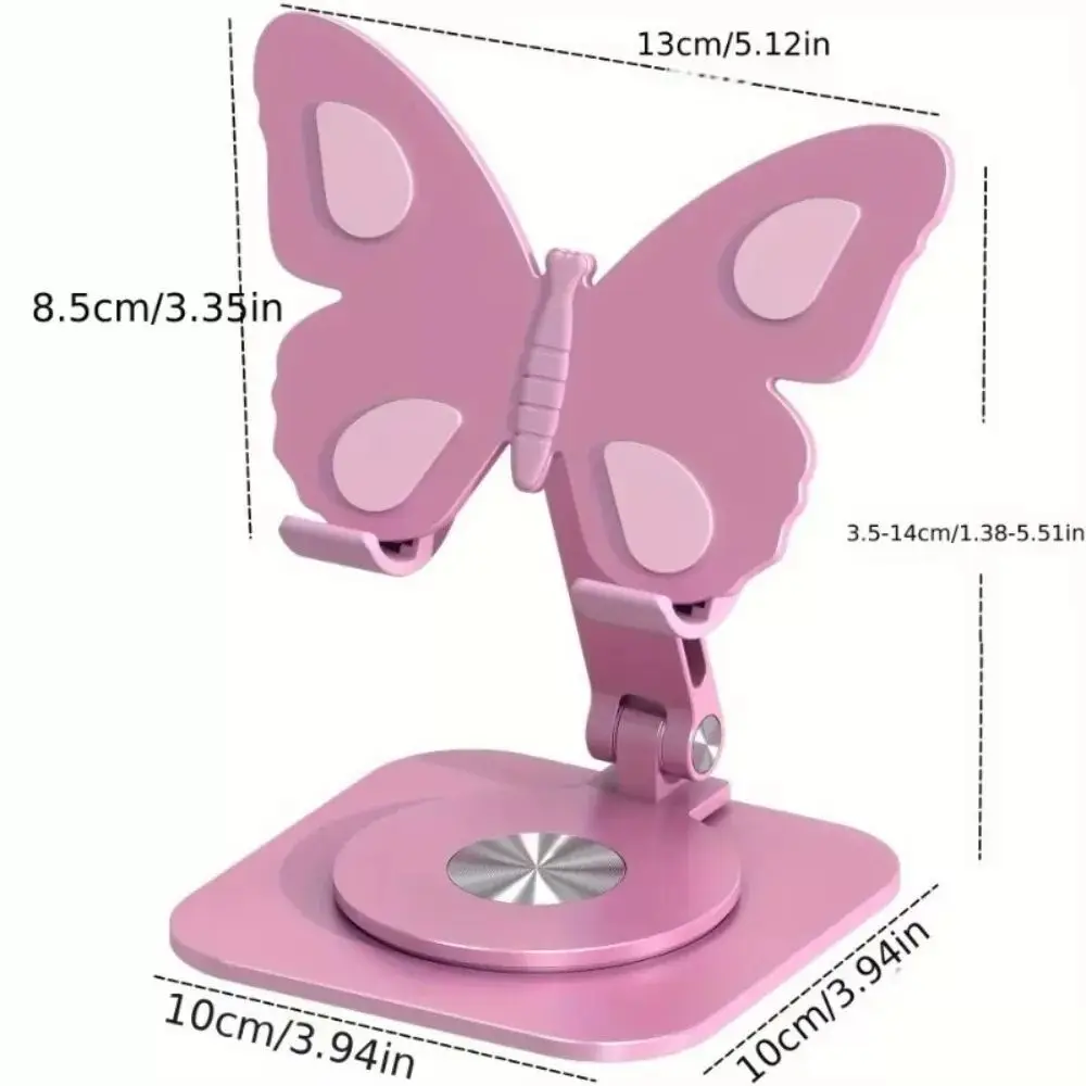 Aluminum Alloy Butterfly Phone Stand Foldable 360 Degree Rotating Adjustable Portable Stand For Desk Tablet And Smartphone 2025