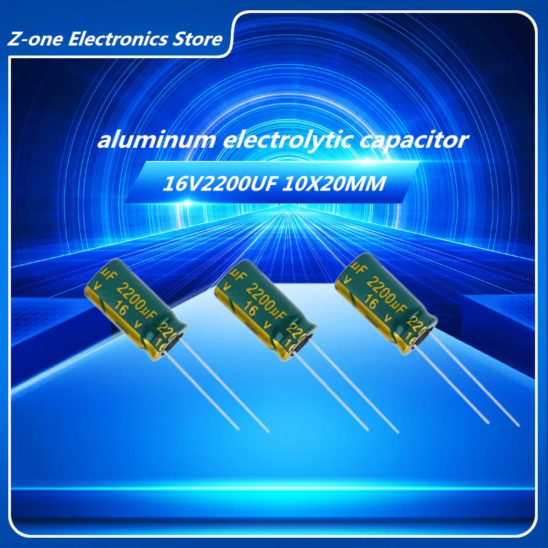 10pcs-100pcs 16V 2200UF 10*20 Low ESR/Impedance high frequency aluminum electrolytic capacitor size 10X20MM 16V 2200UF 20%