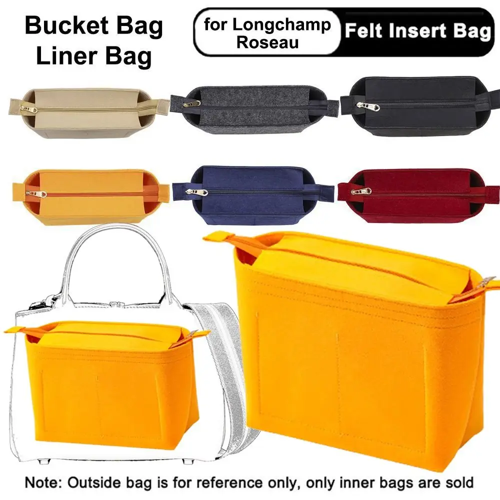 Durable Bucket Bag Insert Bag Felt Multi-Pocket Liner Bag Storage Bags Travel Bag Organizer for Longchamp LE PLIAGE/ROSEAU
