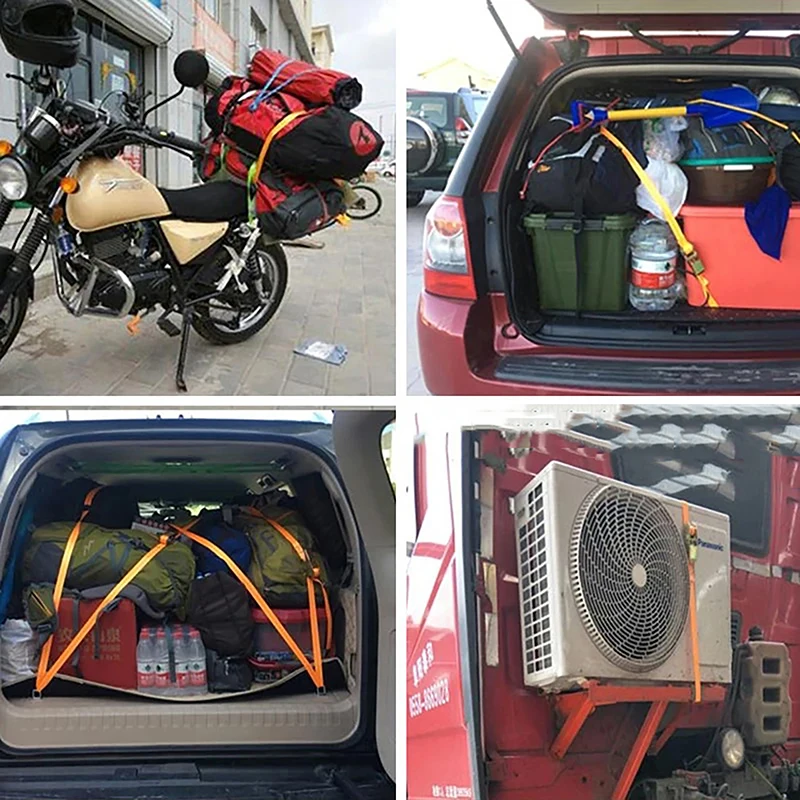 أحزمة شحن مع مشبك ، حزام ربط للدراجة النارية ، سيارة ، دراجة ، حبل سحب معدني ، حزام تثبيت سقاطة قوي لحقيبة الأمتعة ، 5 أمتار #4