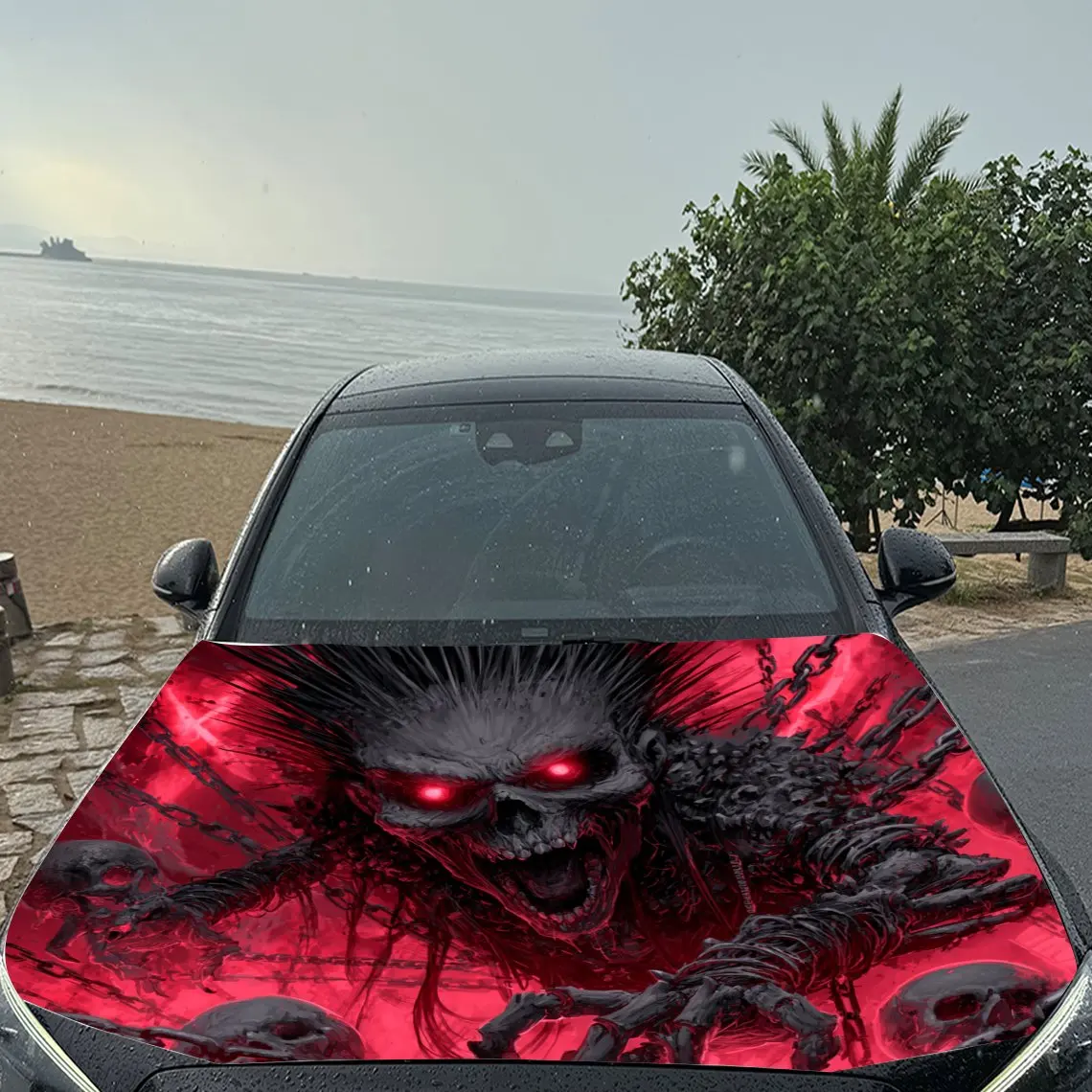 Blood - Realm Evil Spirit Print ملصقات غطاء السيارة، مقاومة للماء ذاتية اللصق، مقاومة للخدش، سهلة الالتصاق، متينة للسيارة PVC s #5