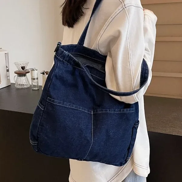 Bolso de hombro grande de mezclilla perezoso para mujer, bolso de mano portátil de moda para Festival de Primavera 2025, bolso de mano para ir al trabajo de gran capacidad