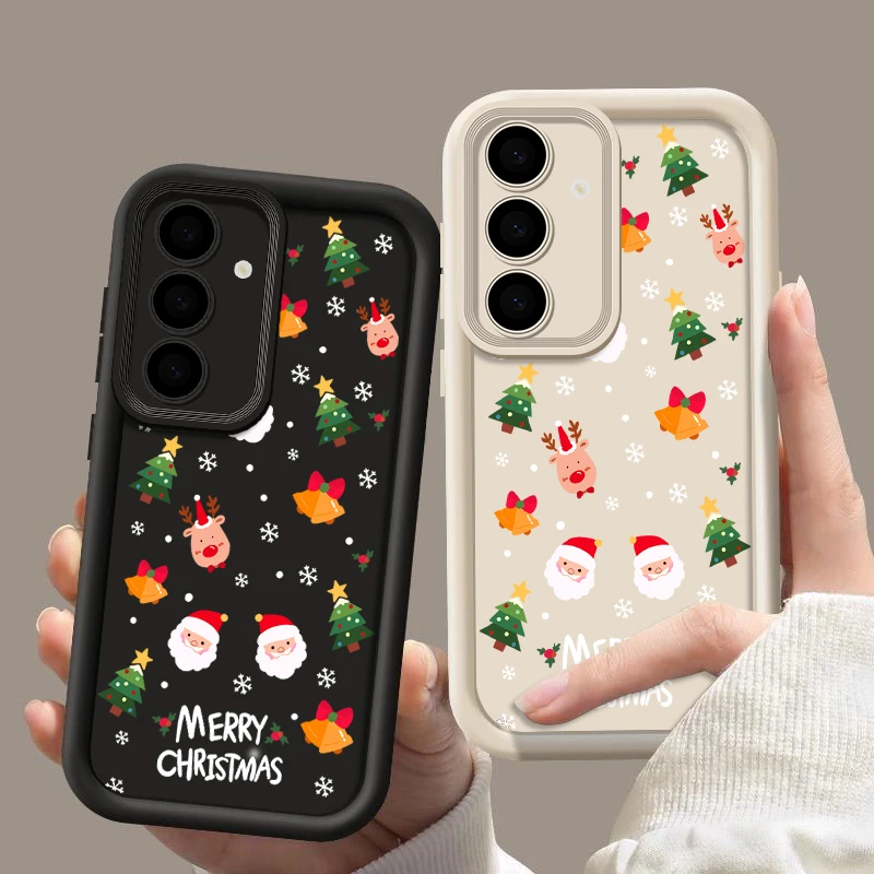 Soft TPU Case For Samsung Galaxy S23 S24 Ultra S21 FE S22 A55 A54 A15 A16 A14 A35 A53 A25 5G Christmas Santa Elk Phone Cover