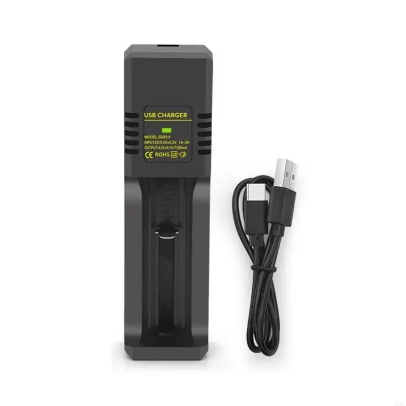 

USB to Type C Cable with Single Slot Adapter for 18650 14500 Batteries N0HC