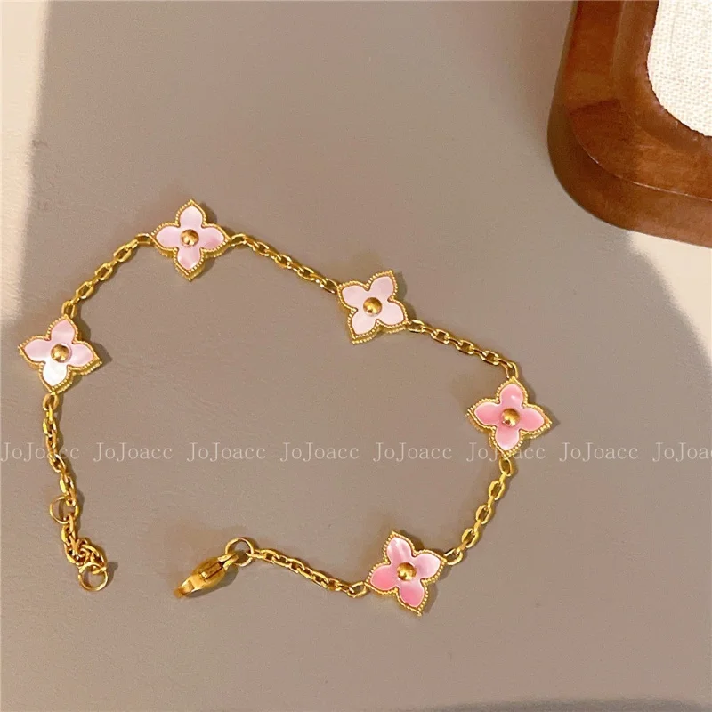 Fashion Personalized Natural Shell Stone Flower Bracelet for Women 2025 New Stainless Steel Jewelry Bracelet Anniversary Gift