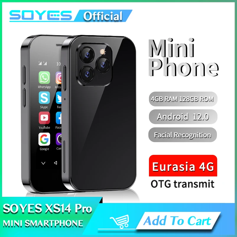 Soyes-ミニ携帯電話xs14pro,3.0インチ,4g,Android 9,デュアルSIM,顔