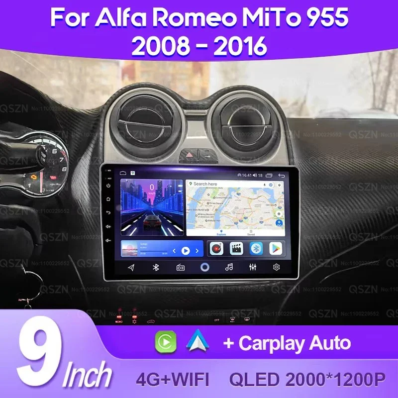 QSZN For Alfa Romeo MiTo 955 2008 - 2016 Car Radio AI Voice 4G WIFI CarPlay Android Auto GPS Car Multimedia Video Player No 2Din