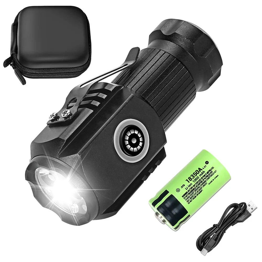 High Quality 3*SST20 LED Flashlight 18350 Super Bright Torch Rechargeable USB Light Waterproof with CAP CLIP for Hiking Camping