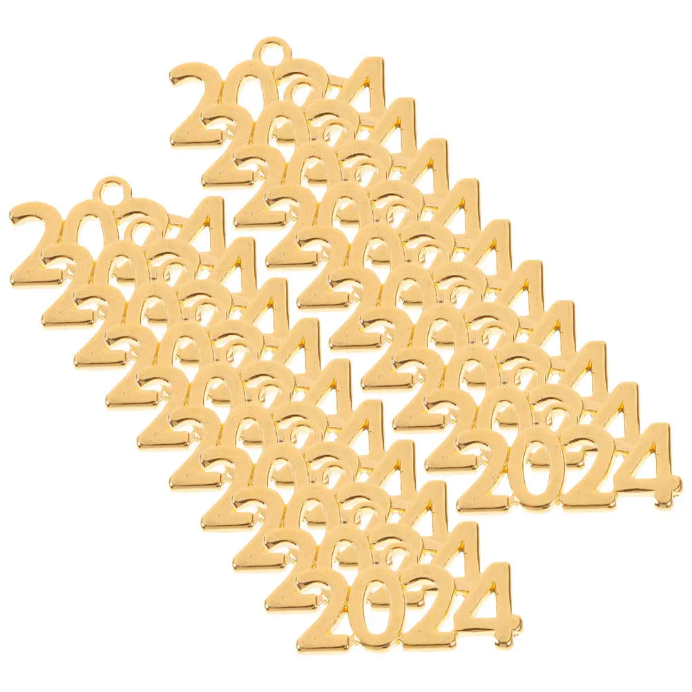 

20 шт. подвесок-цифр из цинкового сплава, новогодние шармы 2024 для изготовления ожерелий, браслетов, украшений, подарков на выпускной и поделок своими руками