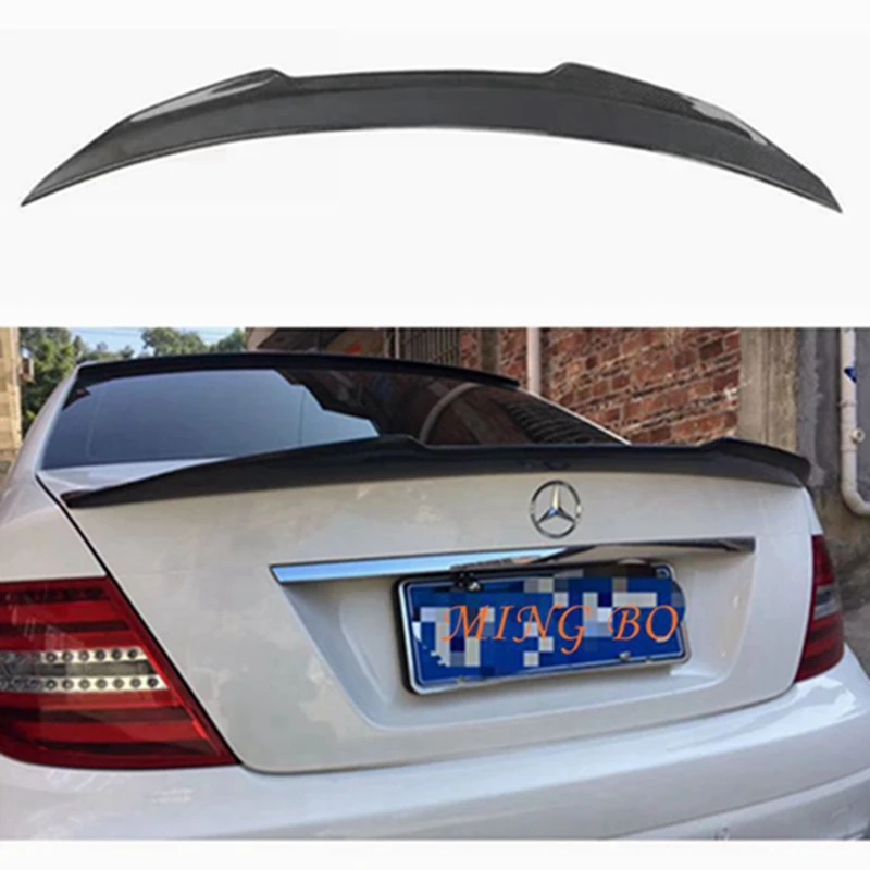 FOR Mercedes-Benz C-Class W204 4Door PSM Style Carbon Fiber Rear Spoiler Trunk Wing 2007-2014 FRP 4-Door Forged carbon