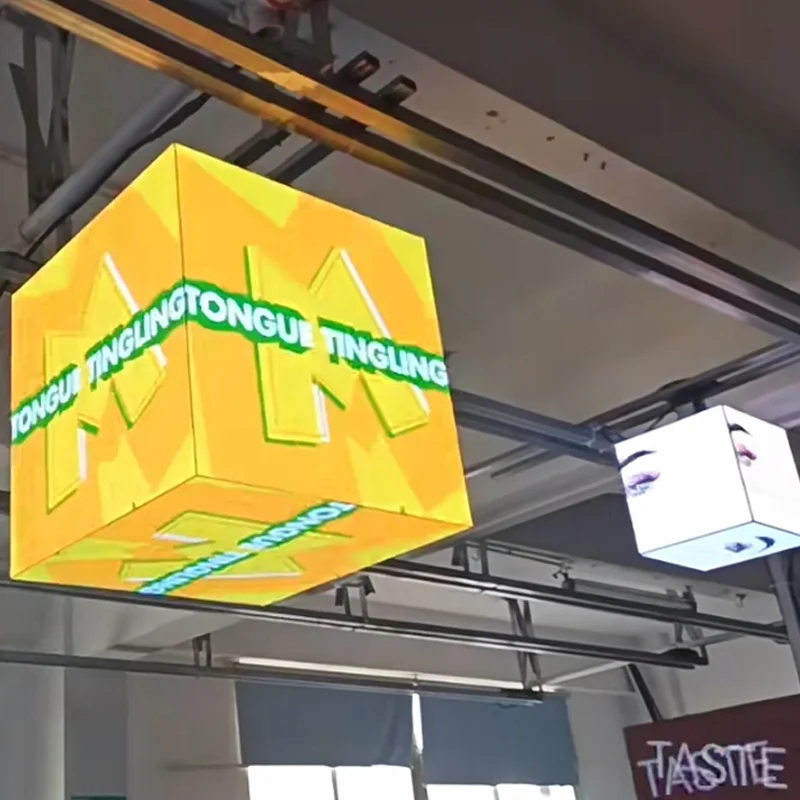 شاشة LED داخلية/خارجية HD P3.91 شاشة مكعب سحري 5 جوانب لإعلان متجر البيع بالتجزئة صورة فيديو مستوحاة #4