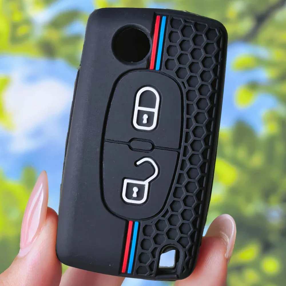 Honeycomb Silicone Key Sleeve Racing Stripe For Citroen C2 C3 C4 C5 C6 Xsara Berlingo Peugeot 207 307 308 407 607 807