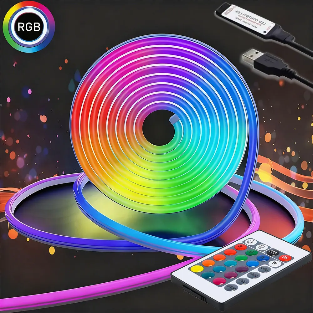 

5V RGB Neon LED Strip Lights USB Strip IP65 Waterproof Control Led Flexible Diode Decoration for Home Living Room Decor Lighting