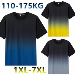 Summer Popular Men's T-shirt Plus Size 7XL 110-175KG Loose Short Sleeve Men Fashion Gradient Round Collar Leisure Oversized Top