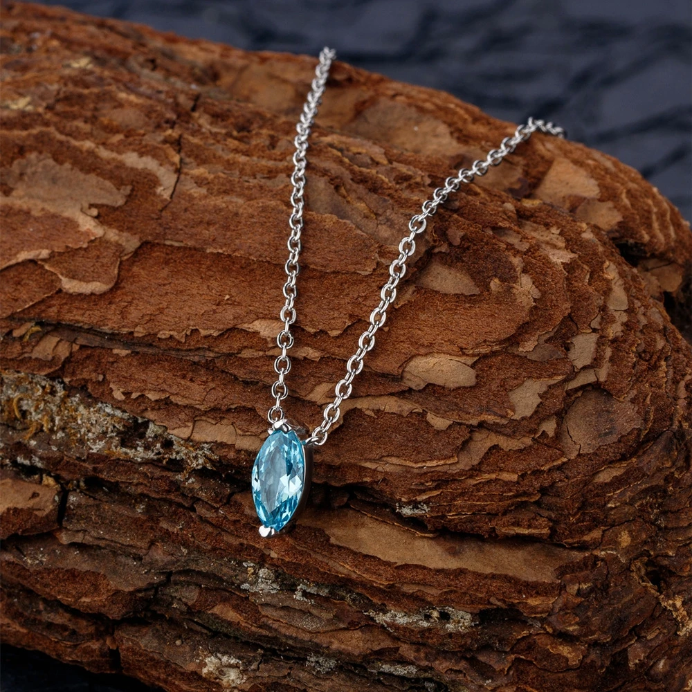 Imagem -04 - Wong Rain-marquise Cut Aquamarine Colar de Pingente de Pedras Preciosas para Mulheres Jóias Finas 100 925 Sterling Silver Atacado