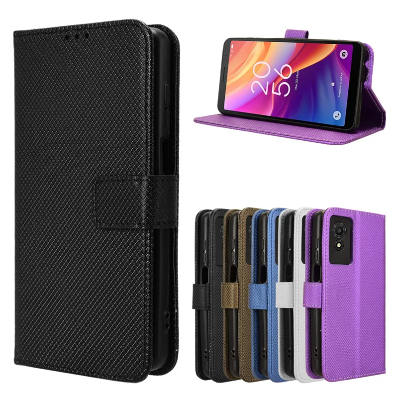 For TCL 501 4G Flip Luxury Cover Diamond Pattern Skin PU Leather Wallet Stand Case For TCL 501 TCL501 4G Phone Bags