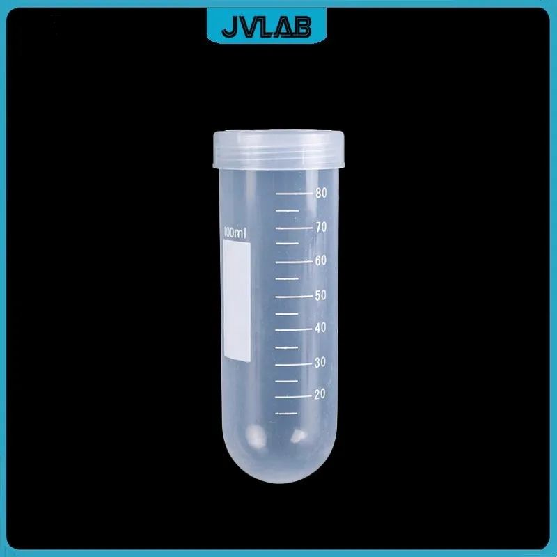 Plastic Centrifuge Tubes With Clear Scale100 ml Test Tube With Screw Cover Graduation EP Sample Tube Diameter 38 mm Pack of 5