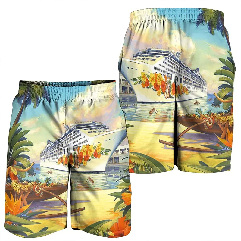 Hawaii Mordern 3D Printed Men Shorts Polynesian City Style Beach Shorts Swim Short Trunks Gym Ice Shorts Boy Board Short Pants