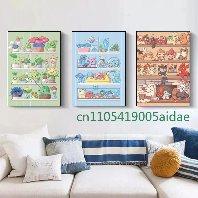 

Japan Anime Pokemon Pikachu Charizard Gengar Bulbasaur HD Poster Art Style Picture Wall Home Canvas Painting Decoration Gifts