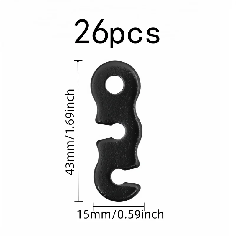 26Pcs Adjustable S-shaped Guyline Tensioner, anti-slip design for tent & awning, simple install to secure guy ropes
