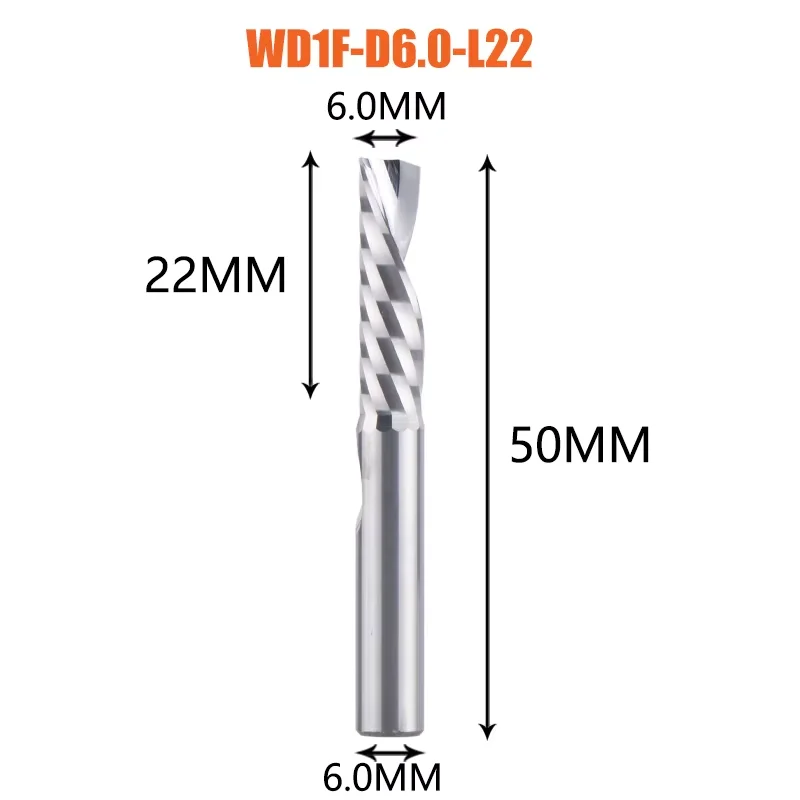 1 st AAAAA enkele fluit down cut spiraal frees 3.175 schacht spiraal molen 3D graveren carving bit voor houtbewerking WD1F