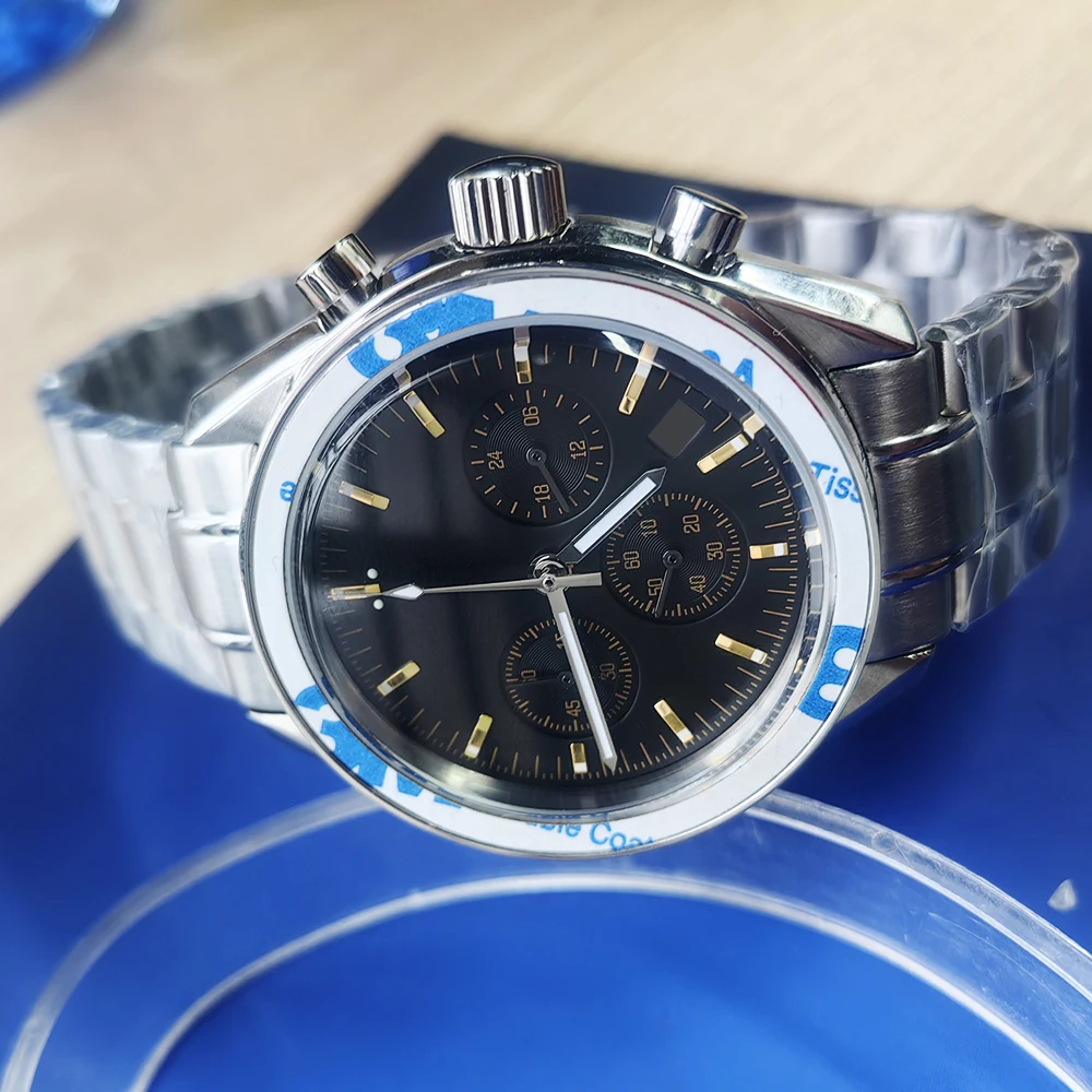 Cassa con cinturino in argento da 40 mm quadrante con lunetta in argento e lancette per accessori per orologi con movimento VK63 e strumenti di riparazione per accessori per orologi VK63