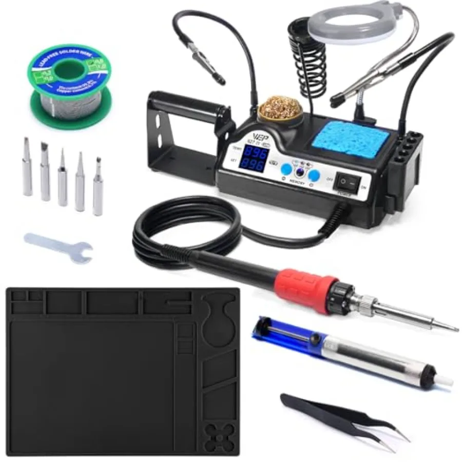 

927-IV 110W Soldering Iron Kit Bundle with M160 Silicone Soldering Mat 13.7x9.9 inches with 5 Soldering Tips Desoldering Pump S