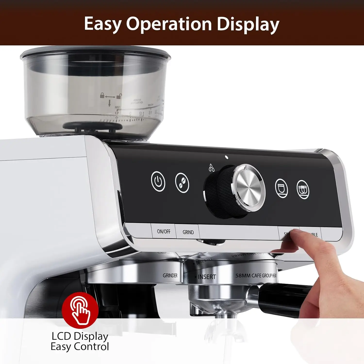 20 Bar Espresso Machine with Conical Burr Grinder PID Temperature Control 30 Adjustable Grind Settings 360° Steam Wand 2.8L Tank ETL Certified Coffee Maker with Milk Frother
