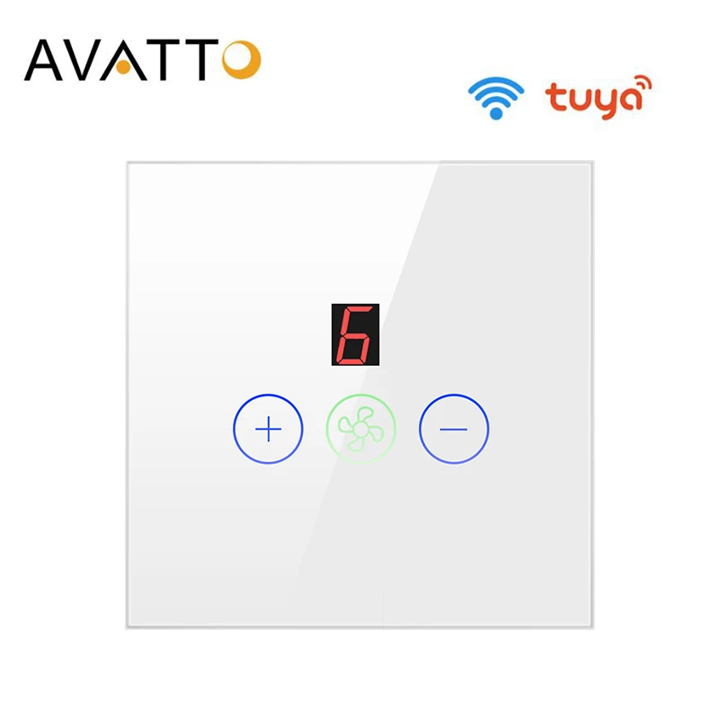 AVATTO Tuya Smart Ceiling Fan Display Switch EU WiFi With Smart Life APP Remot Control Timer Voice Works for Alexa Google Hom