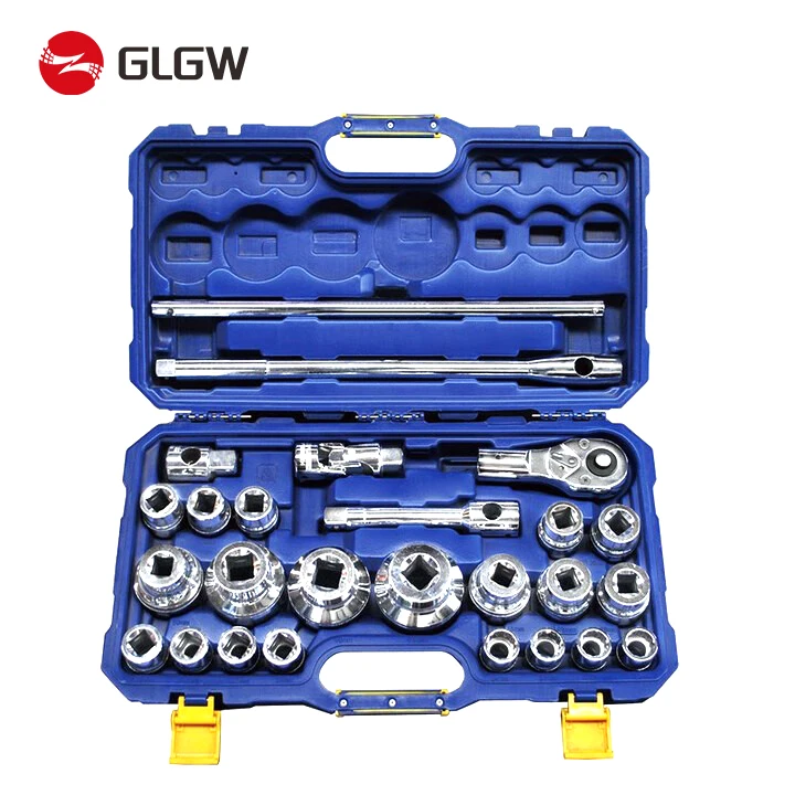 

GLGW 26 Pcs 6-corner Plating Universal Joint 20MM Metric Socket Flex Head Ratchet Wrench Set Auto Repair Tool Kit