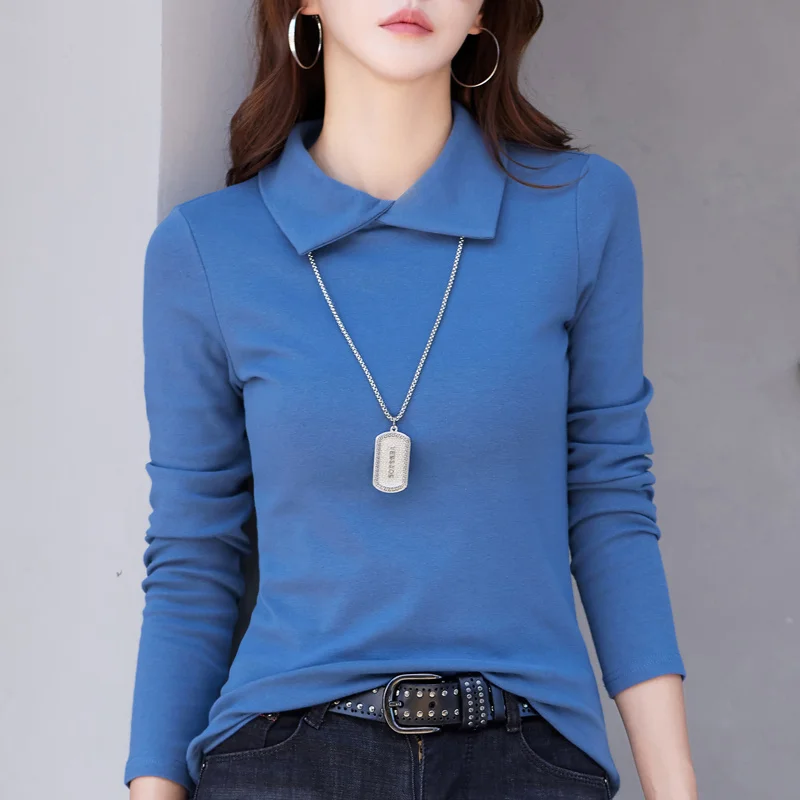 

Женская футболка-поло свободного кроя из 100% хлопка с длинным рукавом для многослойных образов, коллекция Весна 2026 ​