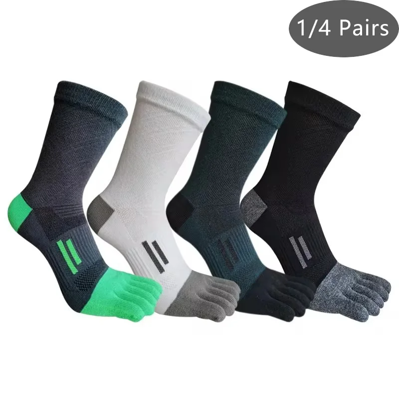 1/4 Pairs Toe Short Socks Sport Man Compression Cotton Sweat-Absorbing Young Casual Anti-Bacterial Breathable 5 Finger Socks