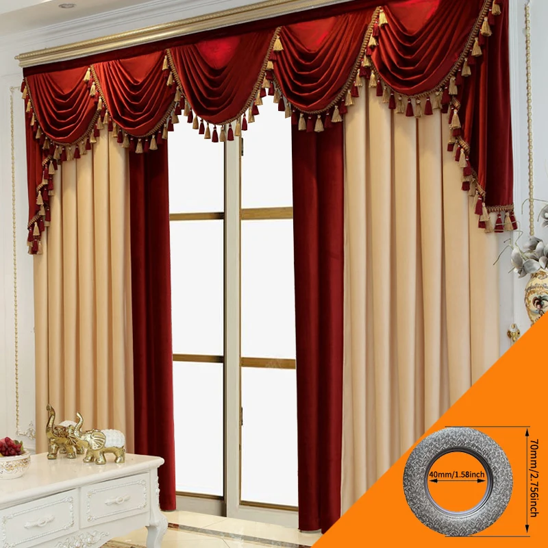 

French luxury gorgeous color matching curtains for living room, bedroom, wedding room, party curtains finished product 2pcs