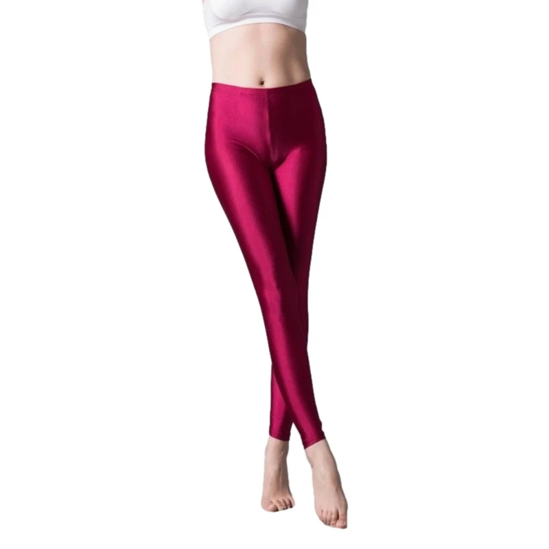 ผู้หญิงสูงเอวกางเกงโยคะGlossyกีฬาTightsออกกำลังกายLeggings NeonsกางเกงขายาวDropshipping