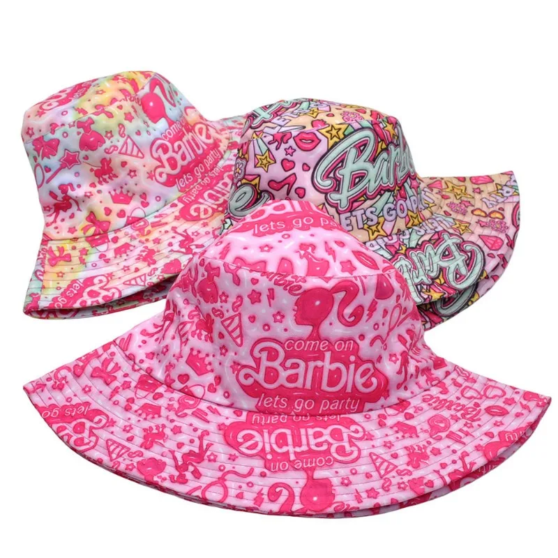 Sombrero de pescador Barbie Kawaii para mujer, gorra de cubo con letras bonitas de dibujos animados, protector solar de verano, playa al aire libre, sombrero de sol informal, regalos para niñas