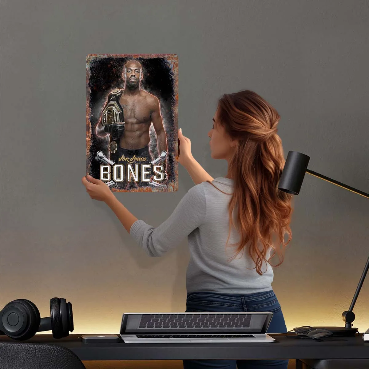 Jon Jones Bones Metal Sign Sports Poster Corner Coffee Custom Tinplate Sign for Wall Art Decoration Vintage Home Decor Items