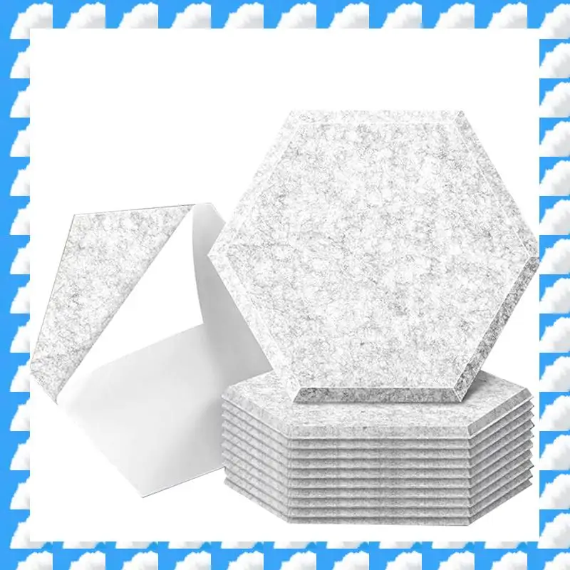 ONGE 12 Pack Self Adhesive Acoustic Panels, 14 X 12 X 0.4Inch Soundproof Panels, Hexagon Sound Absorbing Panels